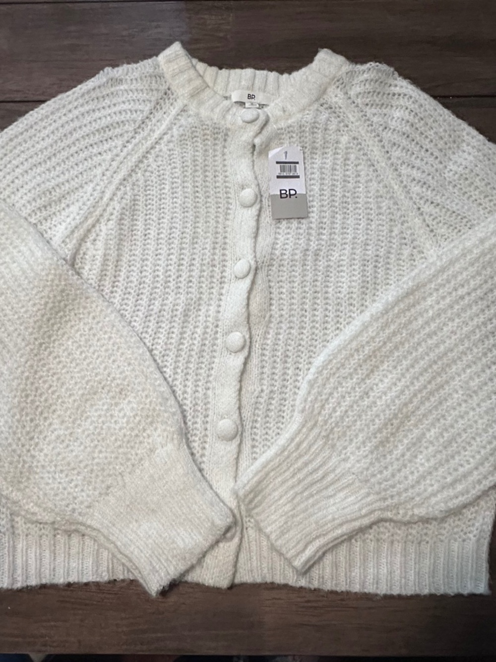 NWT bp Off-White Waffle-Knit Button Front Cardigan Sz S Extra Soft
